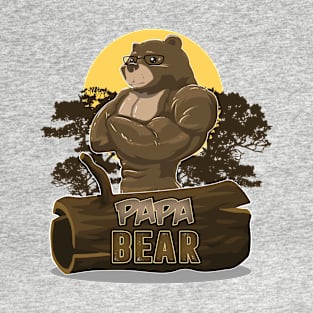 Papa Bear Strong Muscles Fitness Fathers Day Gift T-Shirt